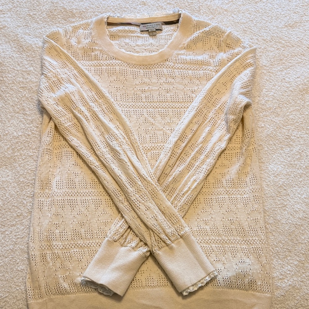 Burberry Cream Lace Knit Sweater